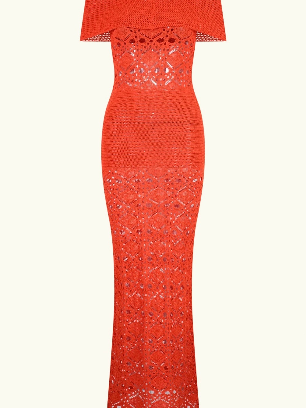Meshki Off-Shoulder Red Crochet Maxi Dress - Picture 5 of 5